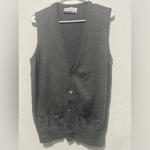 Yves Saint Laurent Gray Button-Up Vest size L - Picture 2 of 10